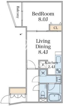 エクセルシオール目黒三田 404 間取り図