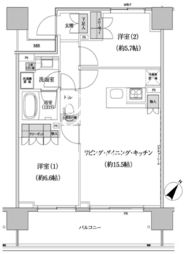 パークハビオ渋谷本町レジデンス 520 間取り図