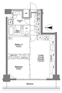ザ・パークハビオSOHO祐天寺 703 間取り図