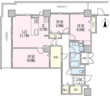 ロイヤルパークスタワー南千住 2701 間取り図