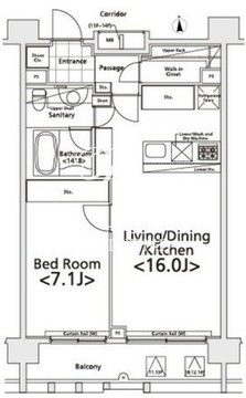  プライマル新宿若松町 1204 間取り図