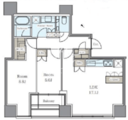 プレミストタワー白金高輪 1904 間取り図