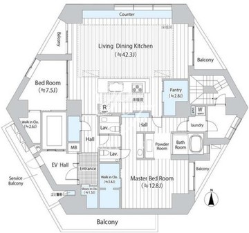 ザ・ドアーズ広尾 600 間取り図
