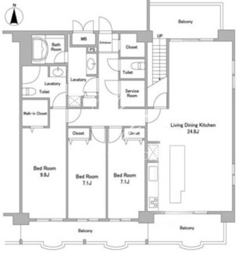 ラクラス麻布十番 1002 間取り図