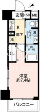 プレール・ドゥーク門前仲町3 408 間取り図