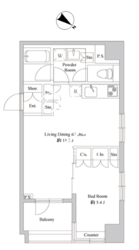 ドゥーエ日本橋浜町 1004 間取り図