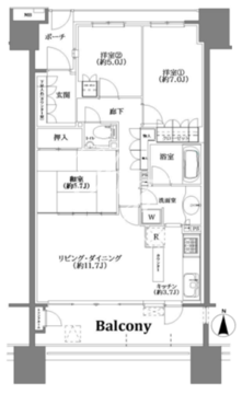 プレイス白金ブライトレジデンス 1606 間取り図