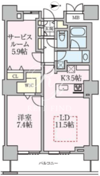 ロイヤルパークスタワー南千住 2214 間取り図