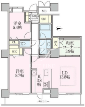 ロイヤルパークスタワー南千住 3412 間取り図