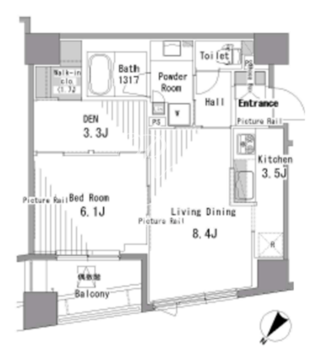 パークアクシス日本橋浜町 1001 間取り図