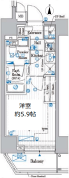 プレール・ドゥーク品川旗の台 205 間取り図