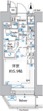 プレール・ドゥーク品川旗の台 805 間取り図