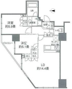 カスタリアタワー品川シーサイド 710 間取り図