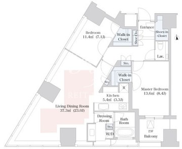 セントラルパークタワー・ラ・トゥール新宿 2411 間取り図