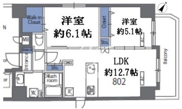 ミレドゥーエ両国 802 間取り図