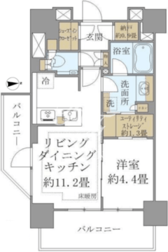 ブリリア四谷三丁目 1004 間取り図