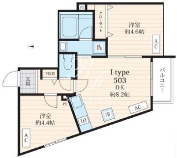 フォセット池田山 503 間取り図