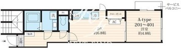 フォセット池田山 401 間取り図