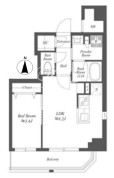 グランジット菊川 702 間取り図