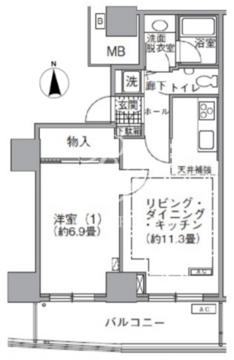 アクティ汐留 3508 間取り図