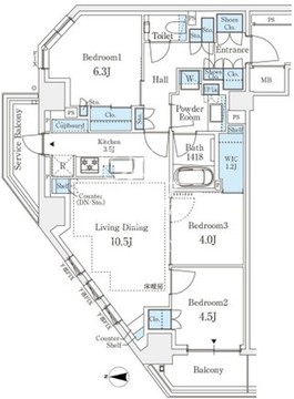 パークホームズ初台一丁目 401 間取り図