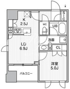 シーズンフラッツ新御徒町 403 間取り図