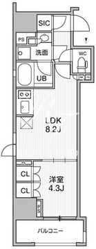 シーズンフラッツ新御徒町 1101 間取り図