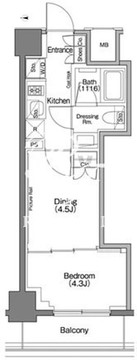 ザ・パークハビオSOHO祐天寺 404 間取り図