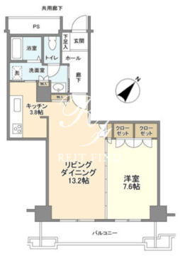 トルナーレ日本橋浜町 1306 間取り図