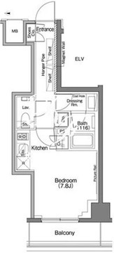 ザ・パークハビオSOHO祐天寺 405 間取り図