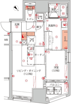 ハーモニーレジデンス千代田岩本町 701 間取り図