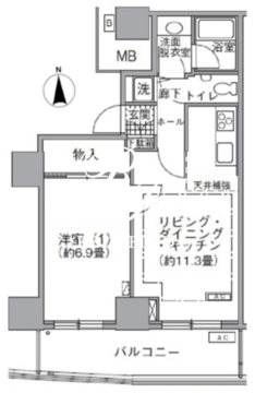 アクティ汐留 3908 間取り図