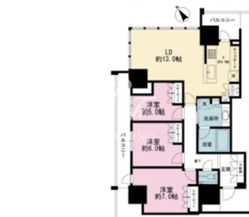 ブランズタワー芝浦 2711 間取り図