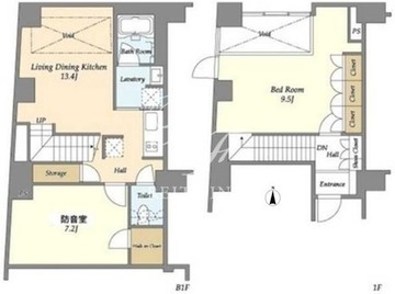ライズ六本木永坂 104 間取り図