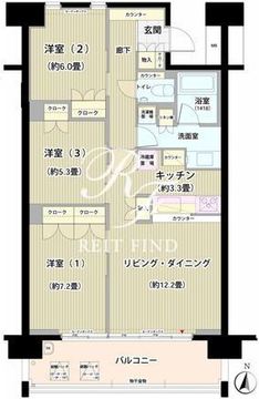 ガーデニエール砧レジデンス 302 間取り図