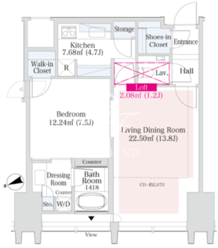 ラ・トゥール新宿グランド 3704 間取り図