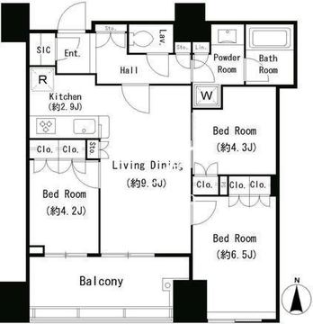 パークタワー錦糸町 1606 間取り図