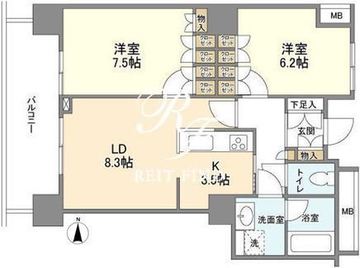 豊洲シエルタワー 1803 間取り図