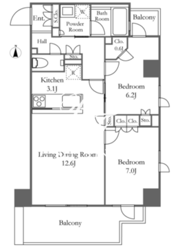 プライムアーバン新宿夏目坂タワーレジデンス 1004 間取り図