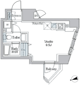パークアクシス御徒町 701 間取り図