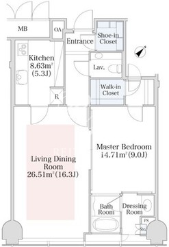 プラティーヌ西新宿 1007 間取り図