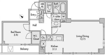 プライムアーバン赤坂 305 間取り図