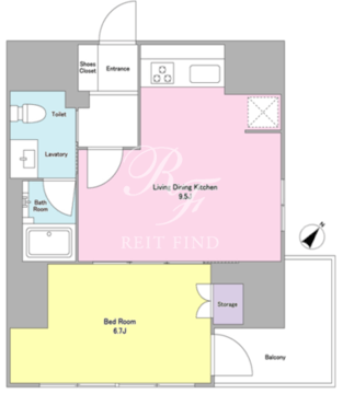 ルココン人形町 703 間取り図