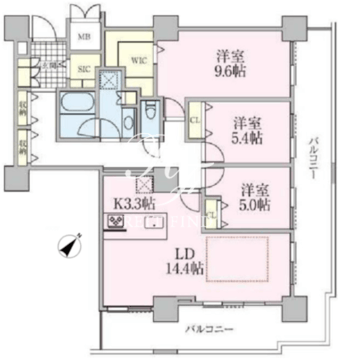 ロイヤルパークスタワー南千住 3009 間取り図