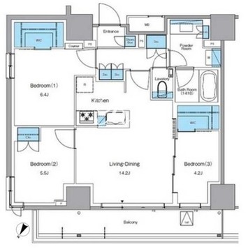 ルフォンプログレ渋谷ヒルトップ 1505 間取り図