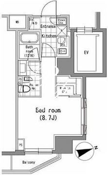 パークハビオ新橋 208 間取り図