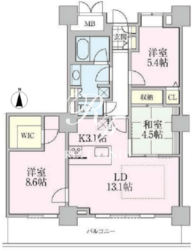 ロイヤルパークスタワー南千住 2906 間取り図