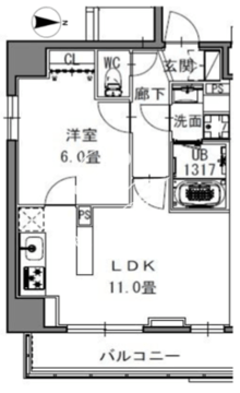 エスレジデンス新御徒町ウエスト 801 間取り図