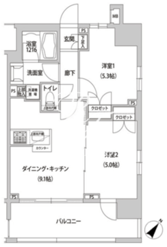 ラクラス幡ヶ谷 1401 間取り図