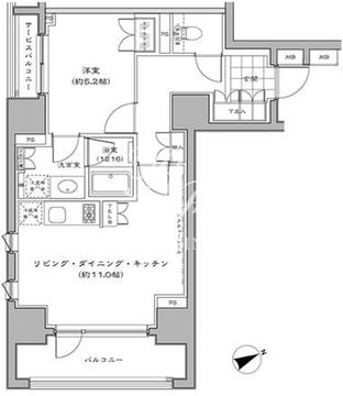 パークハビオ八丁堀 1106 間取り図